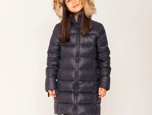 Ver de Terre dunfrakke sort klassisk pigejakke med pels